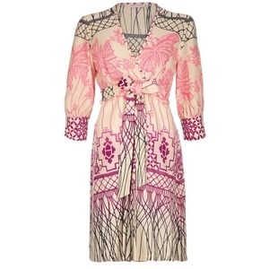 Matthew Williamson Pastel Wool Wrap Dress Small - Boho Floral Butterfly Feminine